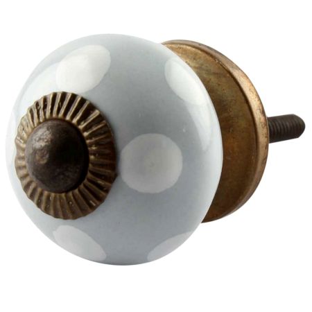 Light Grey Dotted Small Ceramic Drawer Knobs Online